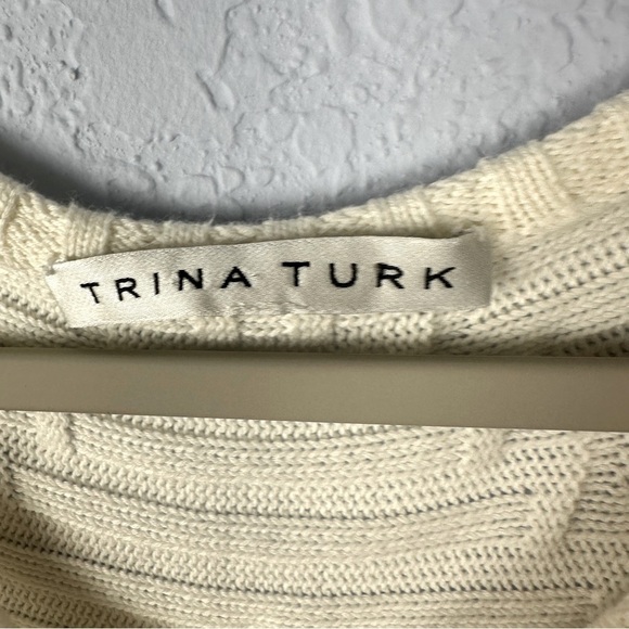 Trina Turk Women’s Short Sleeve Scoop Neck Cotton Blend Sweater S/M - Picture 2 of 7